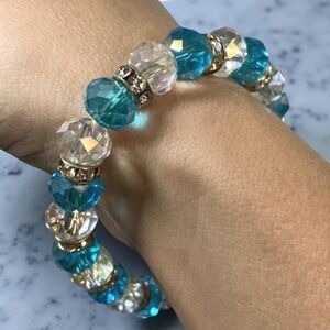 Faceted Blue & Clear Crystal Bracelet